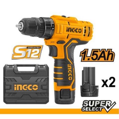 INGCO CORDLESS DRILL 12V 20MM+ 2 BATTERIES